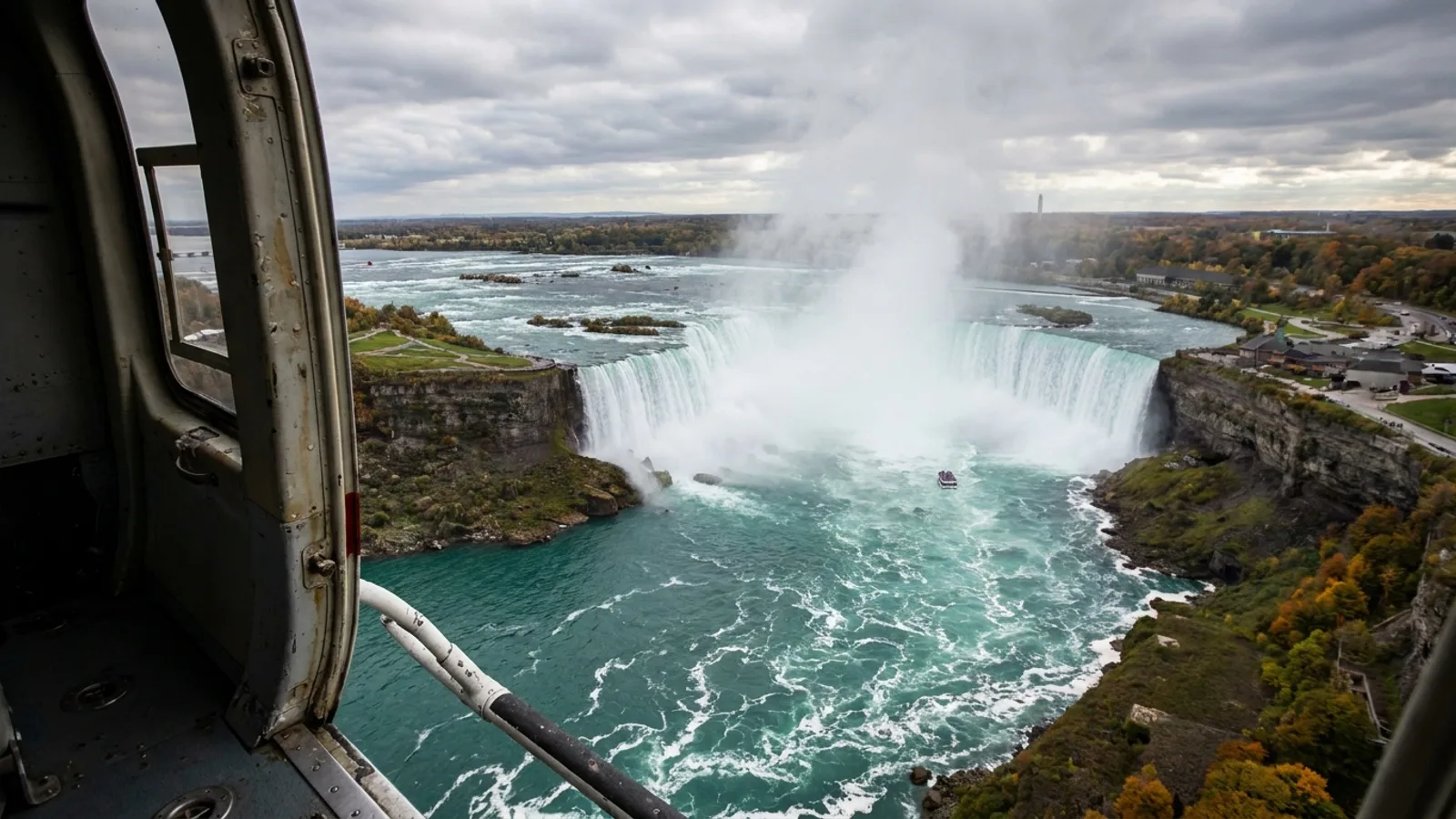 Aerial view of Niagara Falls from helicopter