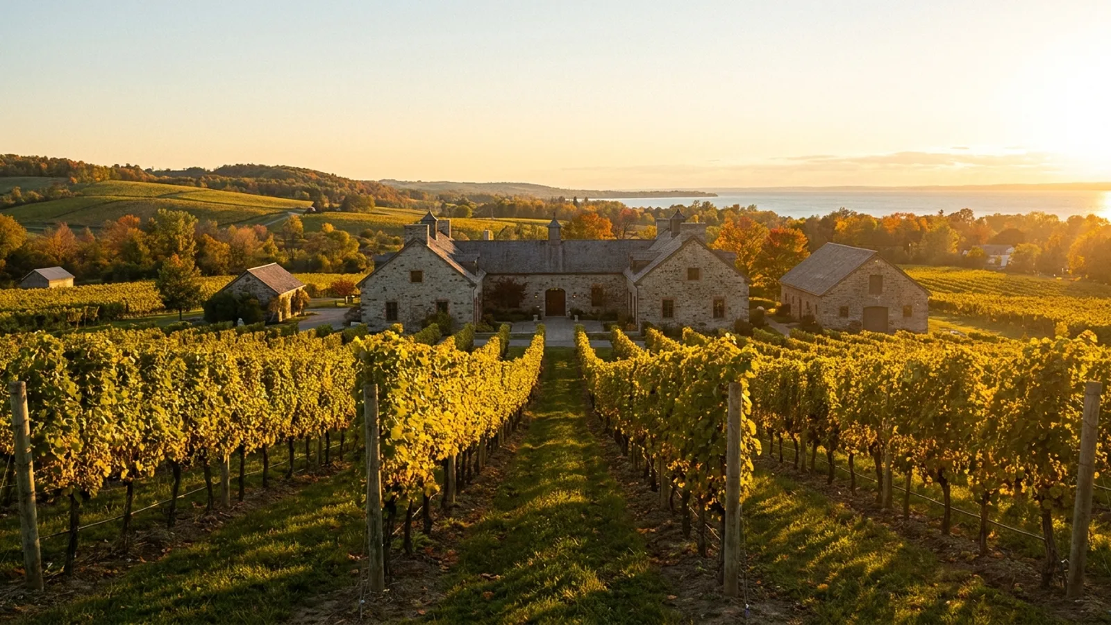 Niagara-on-the-Lake vineyard rows in late spring