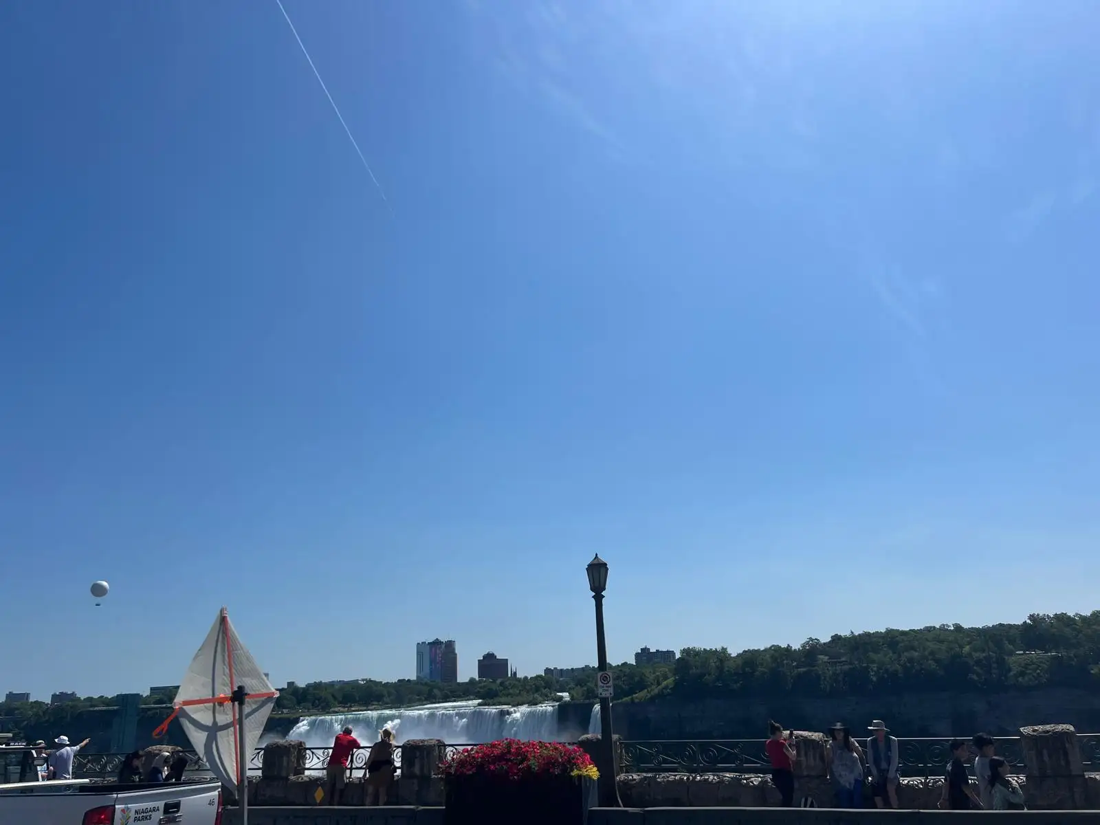 Niagara Falls with visitors at the viewing platform